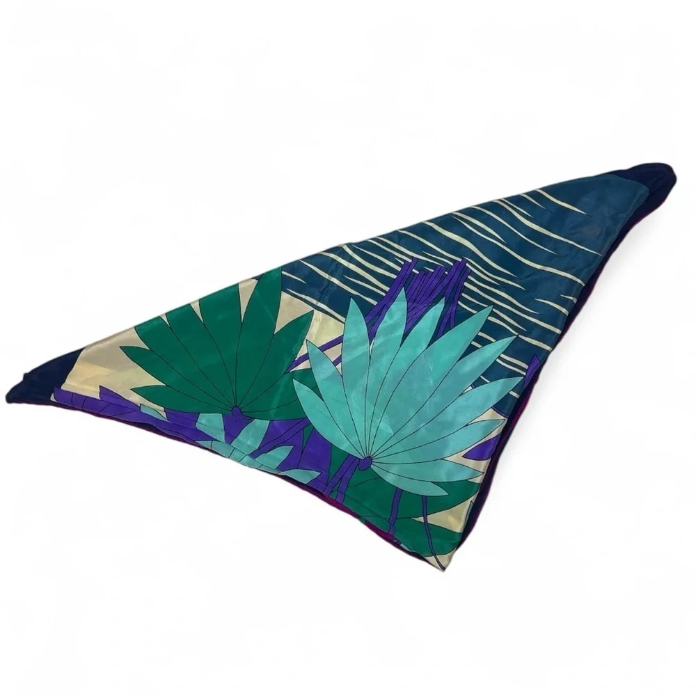Vintage Grès Paris 100% Silk Scarf Tropical Bird Jungle Print Square